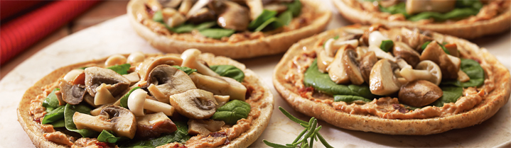 Mushroom and Spinach Pizzas